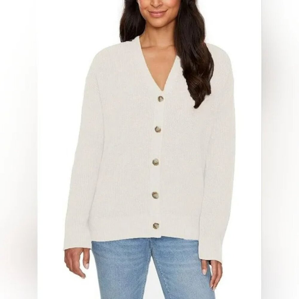 Hudson Women's Cotton Buttondown Cardigan Cream Size Large